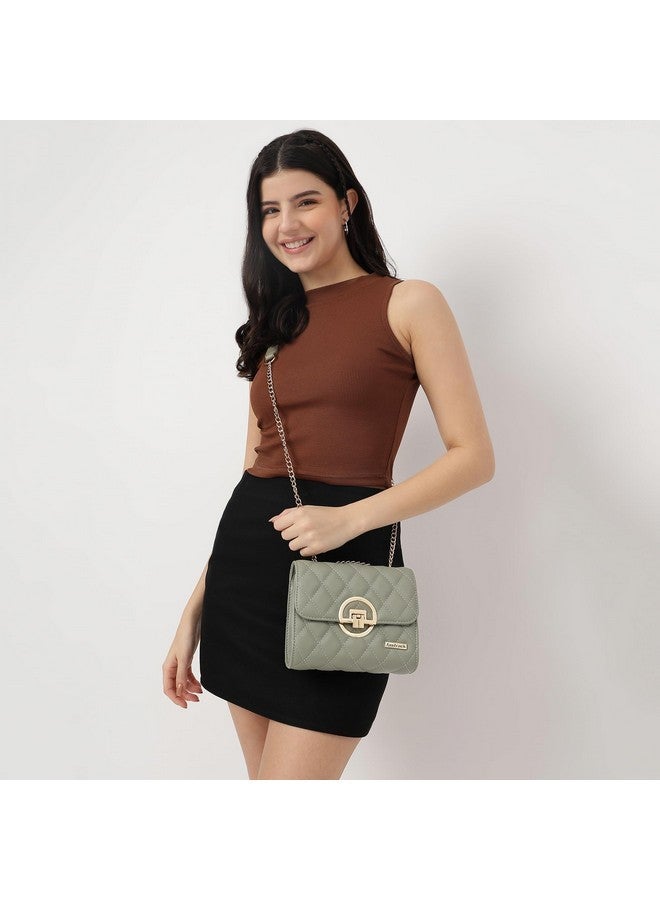Fastrack Quilted Sling Bag for Girls, Ladies and Women | with Semi Metal Chain Strap and Golden Push Lock | Ladies Purse Handbag | Slings for Casual Carry - Image 2