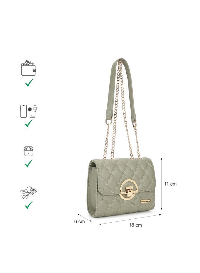 Fastrack Quilted Sling Bag for Girls, Ladies and Women | with Semi Metal Chain Strap and Golden Push Lock | Ladies Purse Handbag | Slings for Casual Carry - Image 4