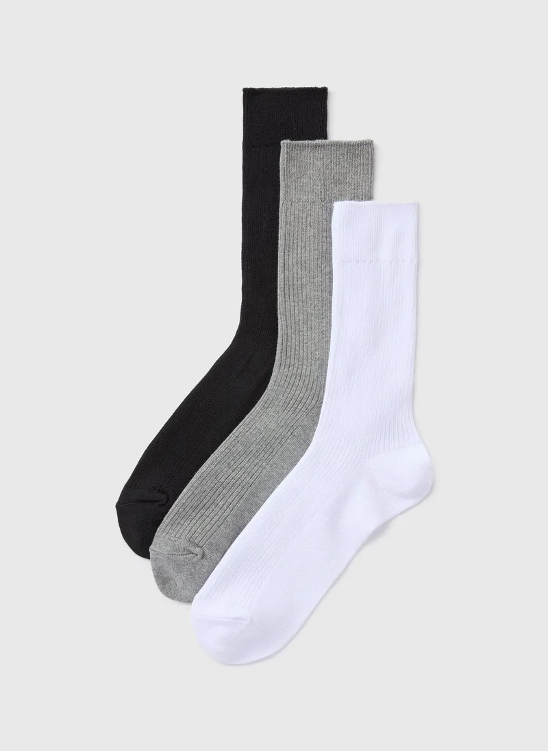 Matalan 3 Pack Multicolour Ribbed Socks