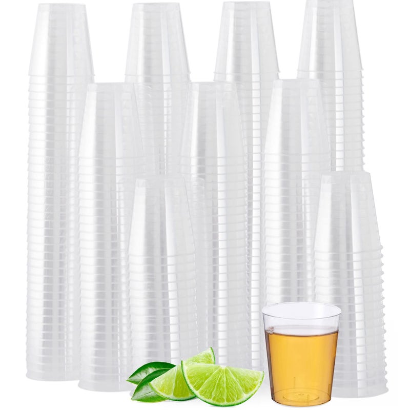 MATANA كؤوس شوت بلاستيكية شفافة 500 مل من ماتانا سعة 2 أونصة لكؤوس تذوق النبيذ والصلصات والحلويات والحفلات قابلة لإعادة الاستخدام