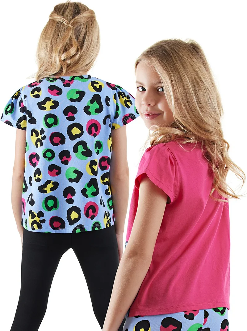 Denokids Girls Black Leopard 2-Piece T-Shirt Set