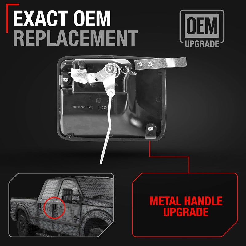 T1A Exterior Front or Rear Passenger Door Handle Replacement, Upgraded Metal - Compatible with 1999-2016 Ford Super Duty F-250 F-350 F-450 F-550 - Textured Black - OEM 7C3Z-2522600 - Image 3