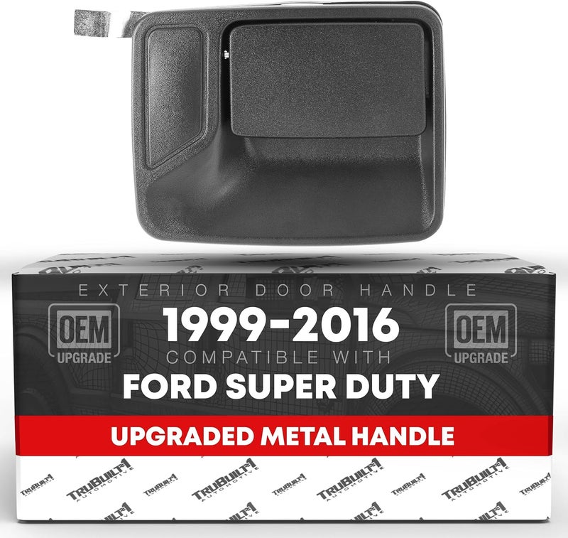 T1A Exterior Front or Rear Passenger Door Handle Replacement, Upgraded Metal - Compatible with 1999-2016 Ford Super Duty F-250 F-350 F-450 F-550 - Textured Black - OEM 7C3Z-2522600 - Image 1