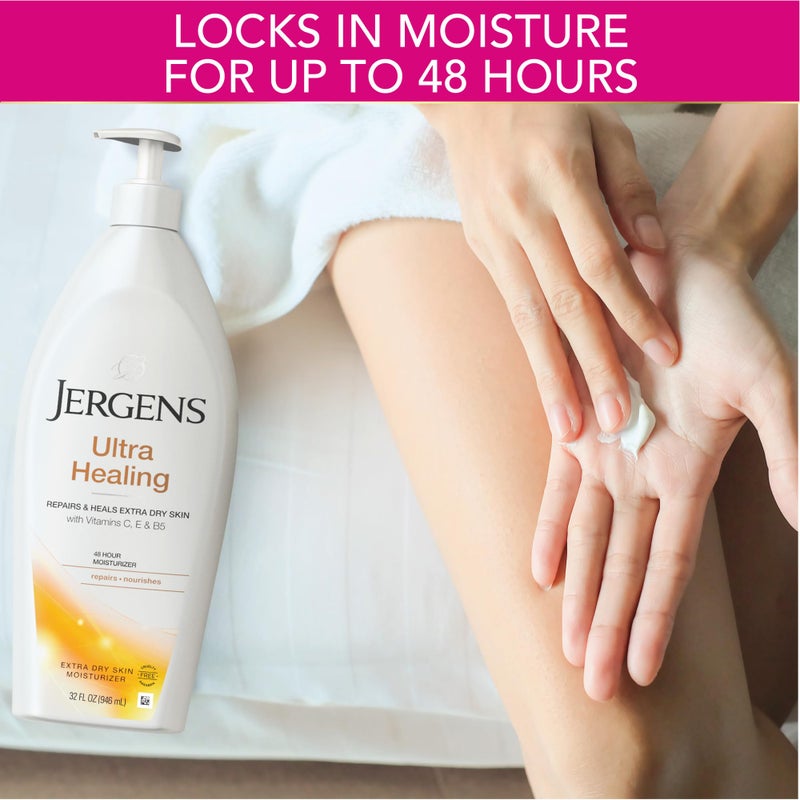 Jergens Ultra Healing Dry Skin Lotion, Hand and Body Moisturizer for Quick Absorption into Extra Dry Skin with Hydralucence Blend, Vitamins C, E and B5, White, 32oz - Image 3