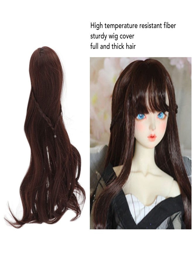 DAUERHAFT Doll Wig Long, Cutting 8 to 9in Curly Neat Bang BJD Doll Hair Wig for 1/3 BJD Doll(Dark Brown) - Image 4