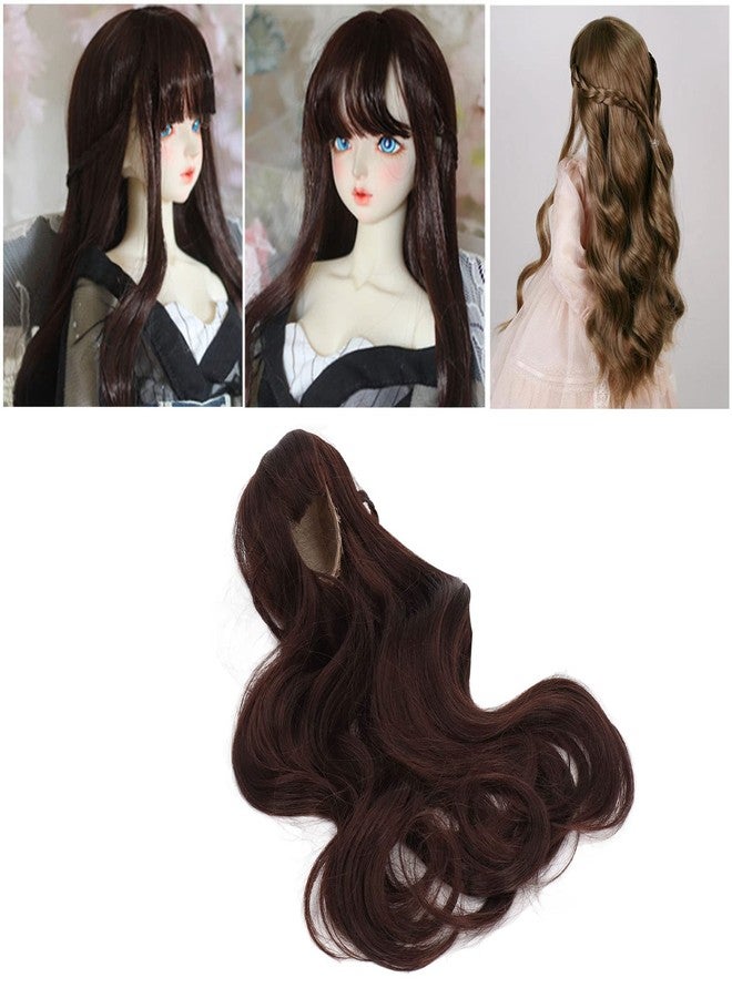 DAUERHAFT Doll Wig Long, Cutting 8 to 9in Curly Neat Bang BJD Doll Hair Wig for 1/3 BJD Doll(Dark Brown) - Image 5