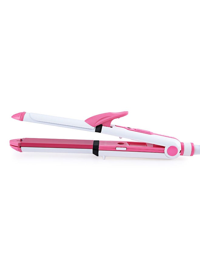 NIBEMINENT Multi Function 3 In 1 Ceramic Straighter Km - 1213 Pink/White - Image 5