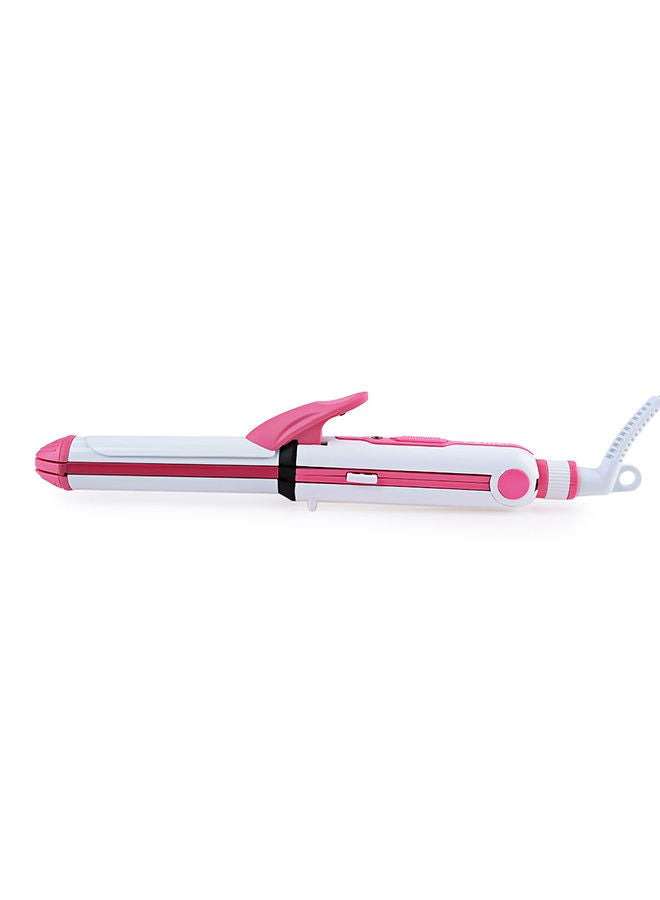 NIBEMINENT Multi Function 3 In 1 Ceramic Straighter Km - 1213 Pink/White - Image 3