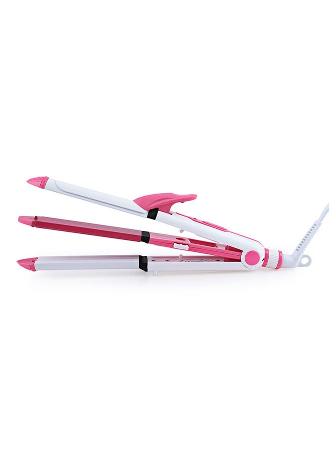 NIBEMINENT Multi Function 3 In 1 Ceramic Straighter Km - 1213 Pink/White - Image 4