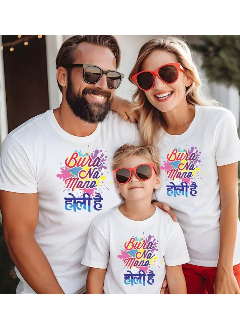 PRINTSHOP4ME Holi Celebration - Matching Family T-Shirts - Holi Family tshirt - Holi Hai Matching Men's Women's Kid's Round Neck Holi Famliy T-Shirts  - Image 3