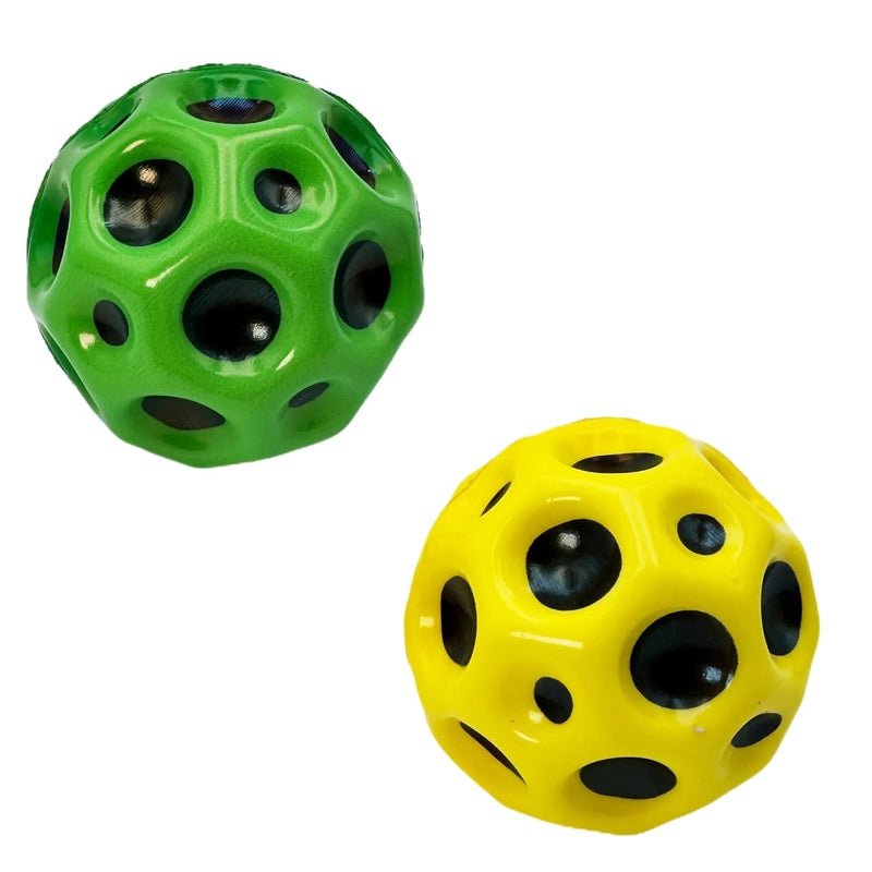 Buko Super Infinity Crazy Bounce Moon Ball: Ultimate Grip and Catch, Enhances Hand-Eye Coordination (Pack of 2 (Green-Yellow) - Image 1