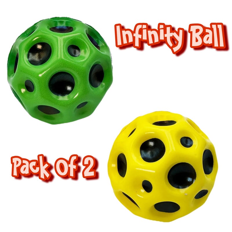Buko Super Infinity Crazy Bounce Moon Ball: Ultimate Grip and Catch, Enhances Hand-Eye Coordination (Pack of 2 (Green-Yellow) - Image 2