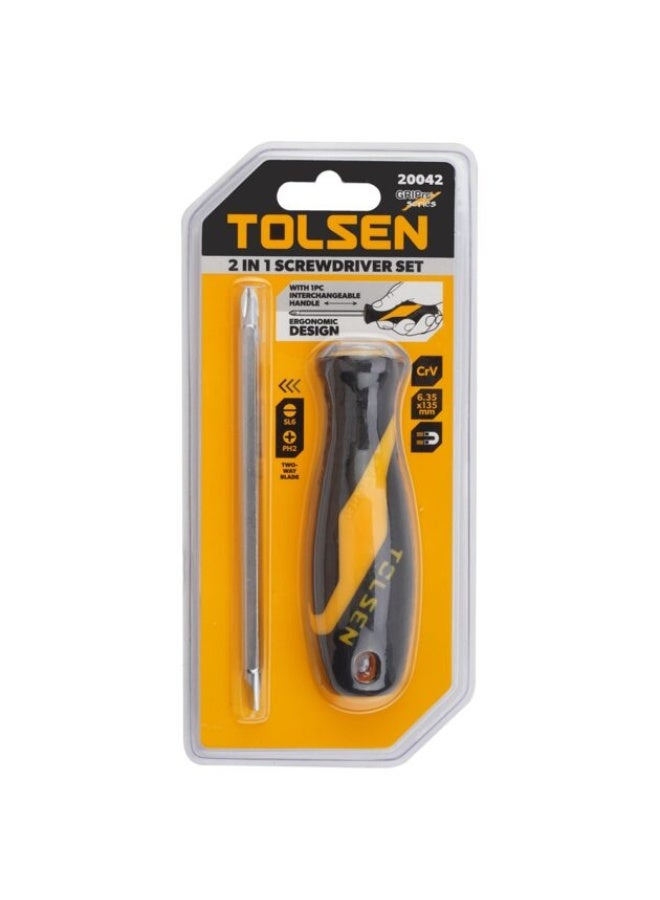 Tolsen 20042 2-in-1 Reversible Screwdriver Set Double Ended PH2 and SL6mm Hand Tool - Image 2