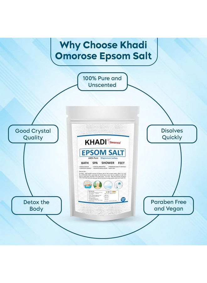 Khadi Omorose Epsom Bath Salt Crystal and Bath | For refreshing bath soak | Foot Spa | Relieves aches & pain - 500 Gram - Image 5