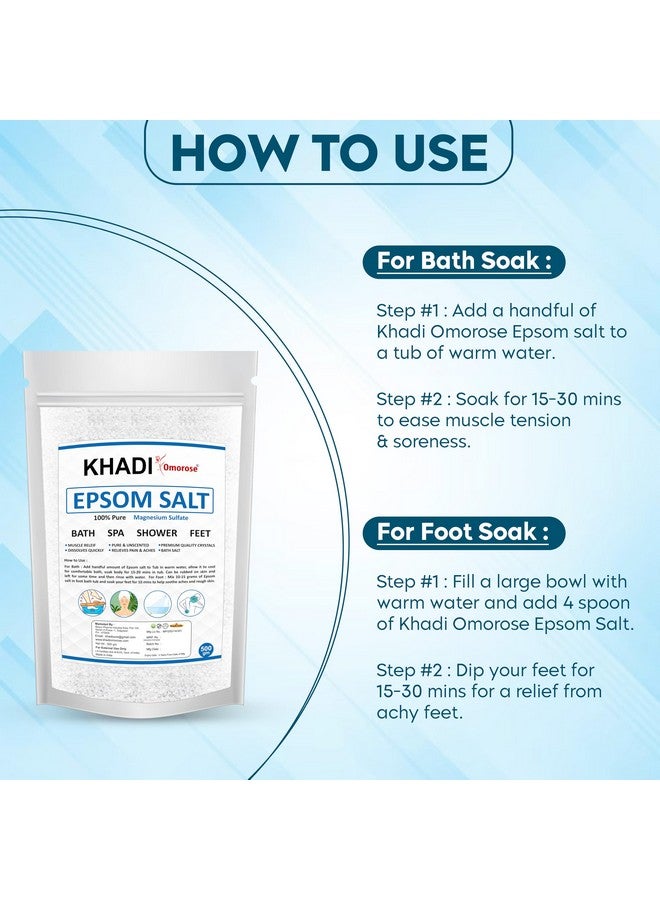 Khadi Omorose Epsom Bath Salt Crystal and Bath | For refreshing bath soak | Foot Spa | Relieves aches & pain - 500 Gram - Image 4