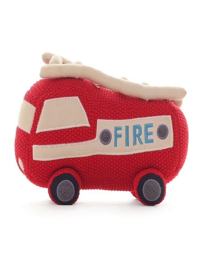 Pluchi Fire Bus Cotton Knitted Stuffed Soft Toy (Red Natural)