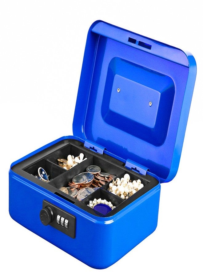 Jssmst Medium Cash Box with Combination Lock-Durable Metal Cash Box with Money Tray Blue, 7.87 x 6.3 x 3.35 inches, CB0702M - Image 5