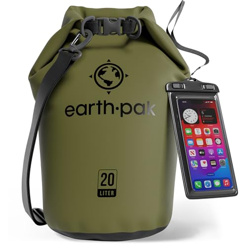 Earth Pak حقيبة إيرث باك المقاومة للماء - حقيبة ظهر مقاومة للماء مع فتحة لفة تحافظ على المعدات جافة لقوارب الكاياك مع حقيبة هاتف مقاومة للماء - Image 1