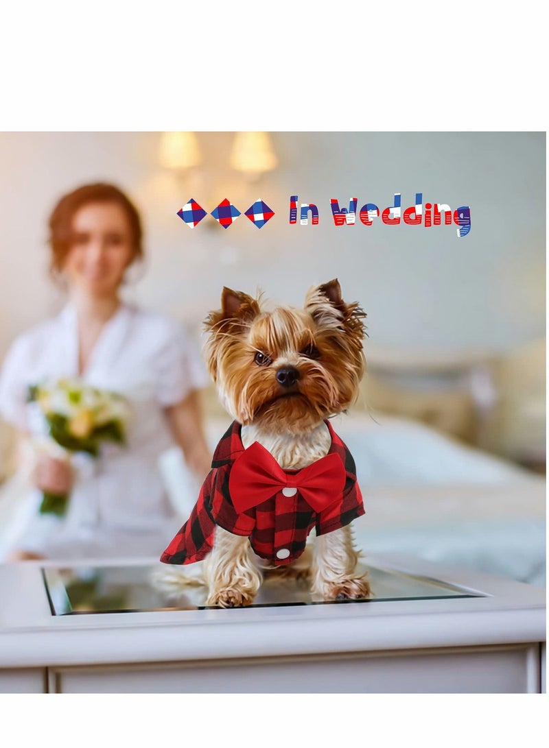 2 Pack Plaid Puppy Shirt, Cute Boy Dog Clothes and Bow Tie Combo Dog Outfit for Small Dogs Cats Birthday Party and Holiday Photos Large - Image 5