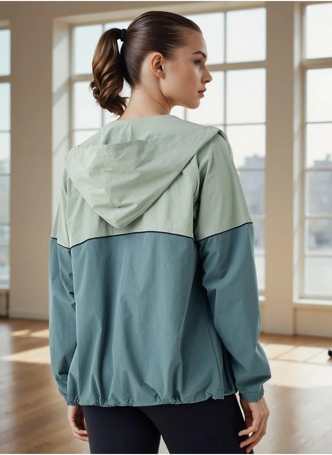 كابا Kappa Colourblock Zip Though Hoodie with Pockets