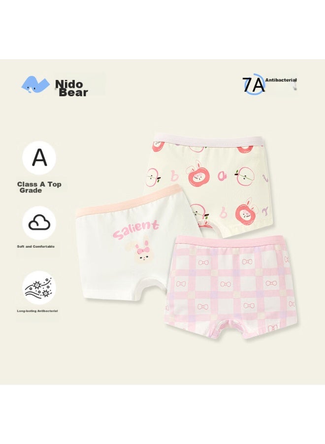 Niduoxiong Niduoxiong 7a Antibacterial Children's Underwear, Girls' Antibacterial Boxer Briefs, Baby No-pinch Shorts, Mid To Big Kids' Underpants, 3 Pieces  - Image 1