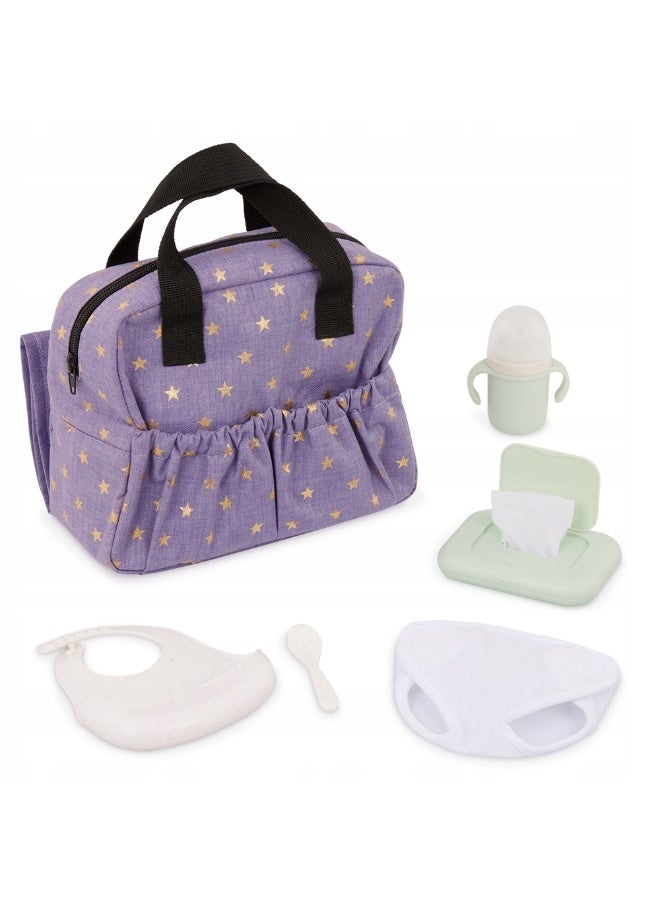 لولا بيبي طقم حقيبة حفاضات الدمى مع مفرش تغيير الحفاضات 7 قطع - بنفسجي - LBY7714Z - Image 2