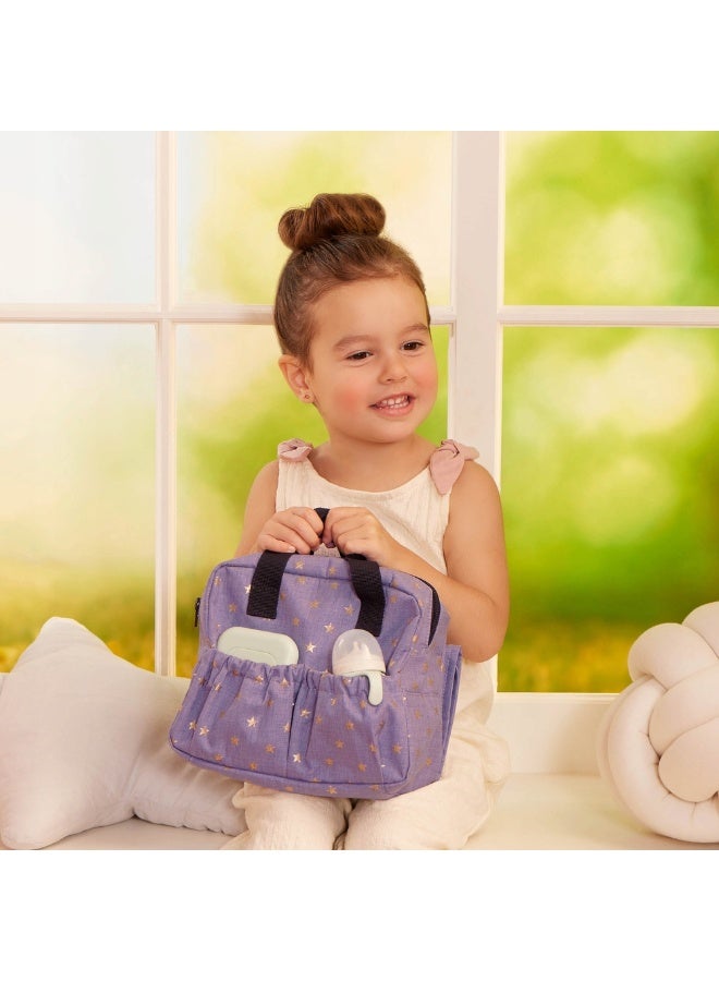 لولا بيبي طقم حقيبة حفاضات الدمى مع مفرش تغيير الحفاضات 7 قطع - بنفسجي - LBY7714Z - Image 3