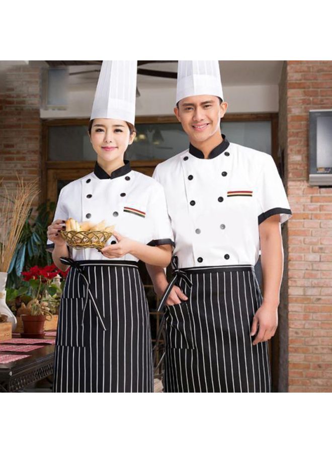 Y&D Pocket Detailed Chef Coat White/Black L - Image 4