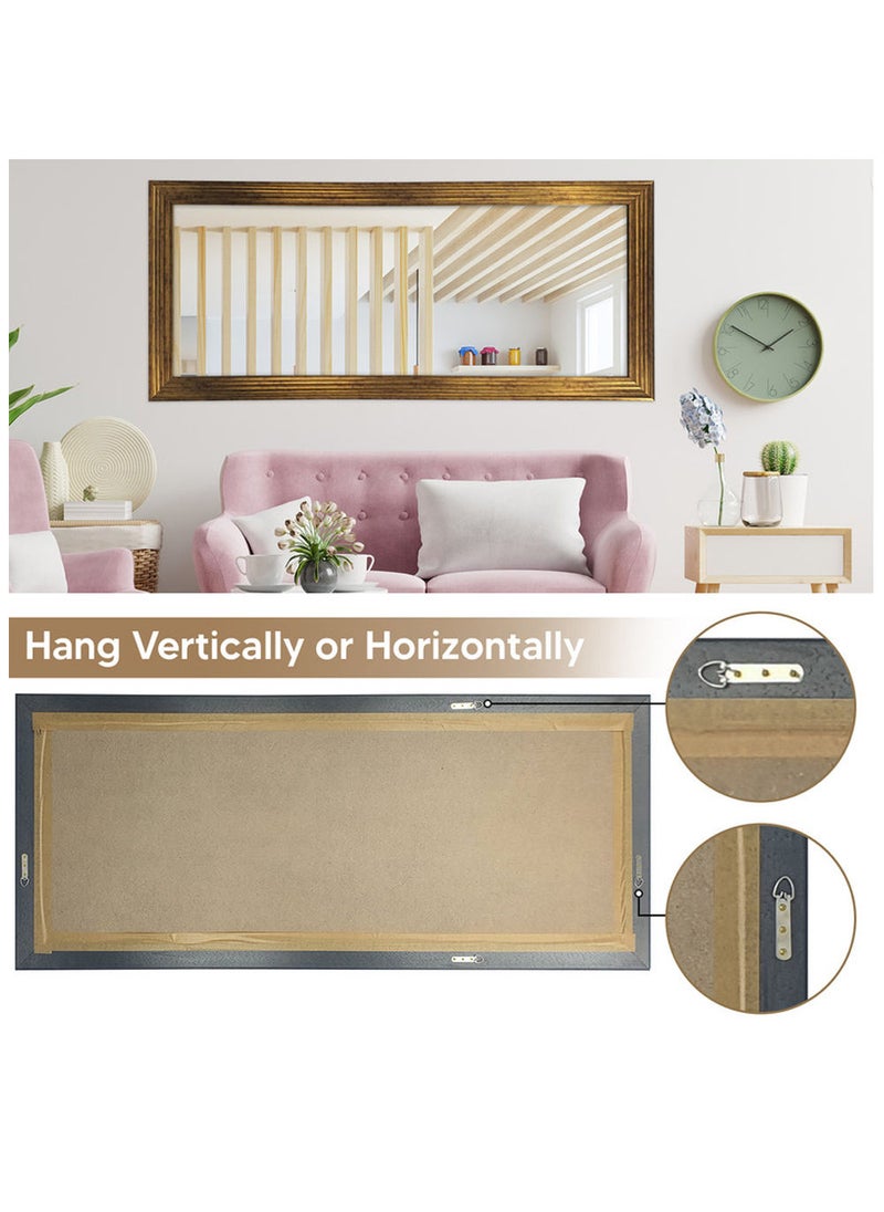 Decorhills Large Full-Length Dressing Mirror 70×180cm | Wall-Mounted Rectangular Mirror for Bedroom, Hallway, and Living Room | Thick PVC Frame | High-Definition Glass, Durable & Modern Design - Gold - Image 2