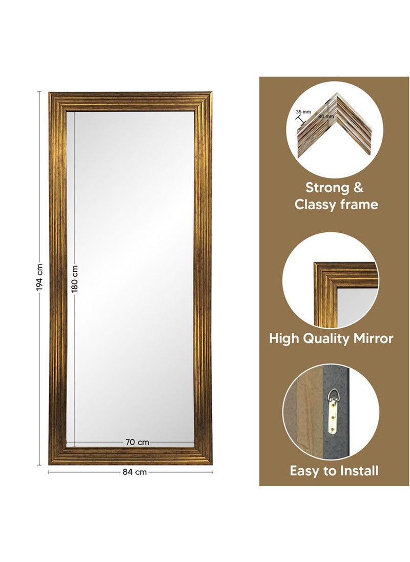 Decorhills Large Full-Length Dressing Mirror 70×180cm | Wall-Mounted Rectangular Mirror for Bedroom, Hallway, and Living Room | Thick PVC Frame | High-Definition Glass, Durable & Modern Design - Gold - Image 3