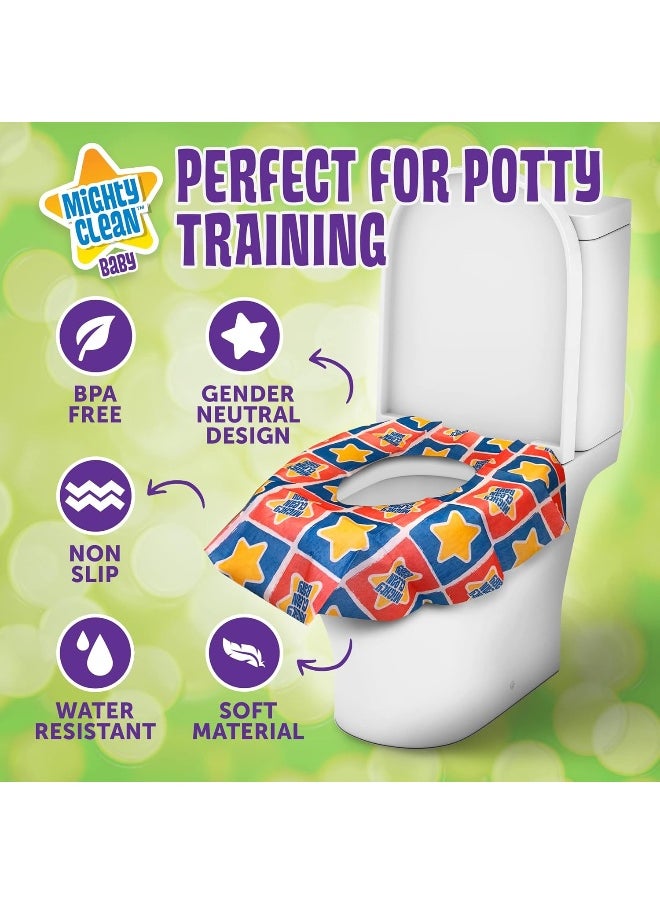 Mighty Clean Baby Mighty Clean Baby Disposable Toilet Seat Covers, 48 Waterproof Potty Covers for Toddlers, Kids and Adults, 4 Packs of 12 Large Covers  - Image 2