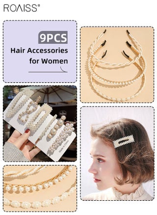 9Pcs Hair Accessories for Women, Three Pearl Embellished Headbands and Six Pearl Hair Clips with Different Styles, Pearl Series Hair Accessories Set - pzsku/Z5F1FCB6545308D6E9BD9Z/45/_/1694007369/c989ee48-6f2c-4162-a0eb-b50fbfd16902
