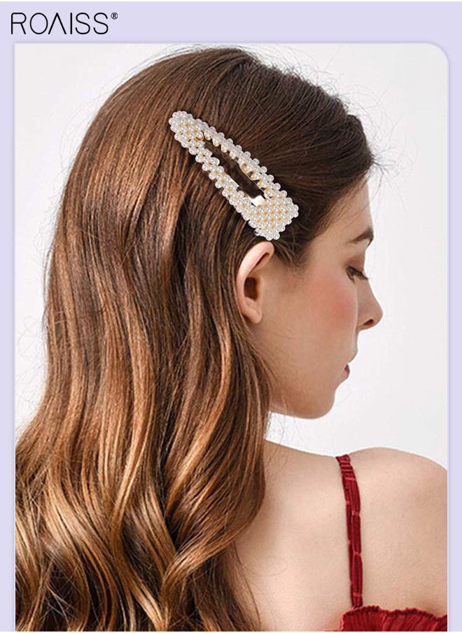 9Pcs Hair Accessories for Women, Three Pearl Embellished Headbands and Six Pearl Hair Clips with Different Styles, Pearl Series Hair Accessories Set