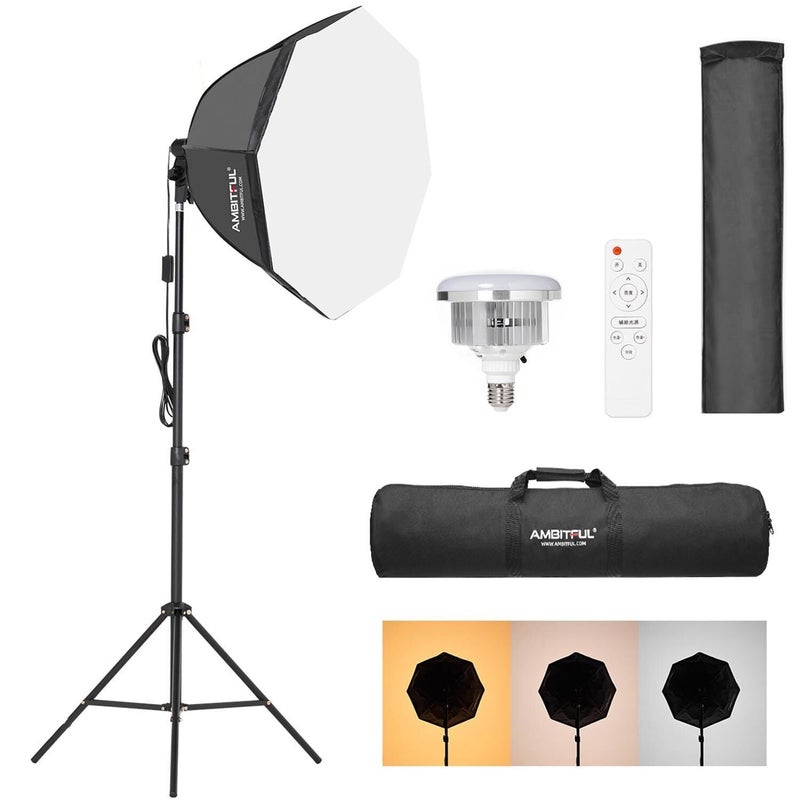 AMBITFUL AMBITFUL AL-50 Softbox Lighting Kit, Continuous Photography Lighting Kit with 65cm/25.59in Soft Box, 50W 3000-6500K Bi-Color LED Bulb, Photo Studio Lights Equipment(AL-50 KIT 1) - Image 1
