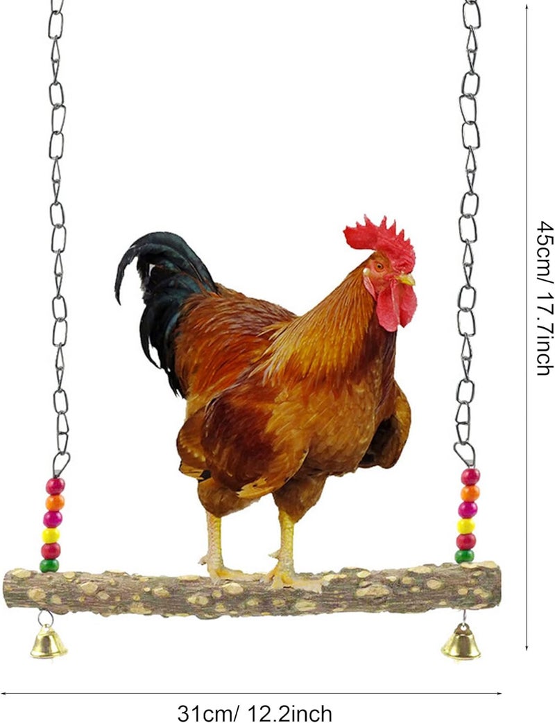 Allazone Wooden Chicken Swing Toys Set, 25 PCS Natural Wooden Stand Perch Toy, Adjustable Chicken Harness with Leash, Chicken Feet Ring, Feeding Bowl for Chicken, Medium Large Bird, Parrot Training - Image 3