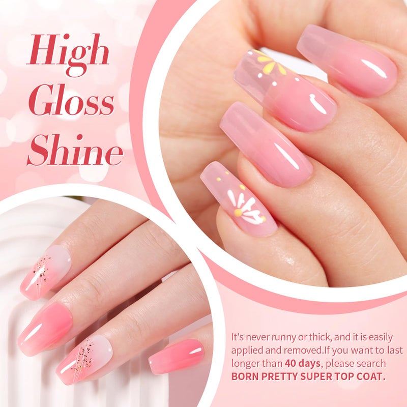 Born Pretty Jelly Gel Nail Polish Sheer Pink Gel Nail Polish Crystal Transparent Milky Gel Polish Kit Nail Art Varnish Collection Gift Set 7ML 6PCS - Image 3
