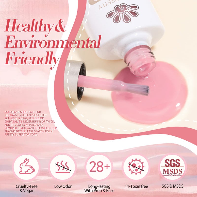 Born Pretty Jelly Gel Nail Polish Sheer Pink Gel Nail Polish Crystal Transparent Milky Gel Polish Kit Nail Art Varnish Collection Gift Set 7ML 6PCS - Image 5