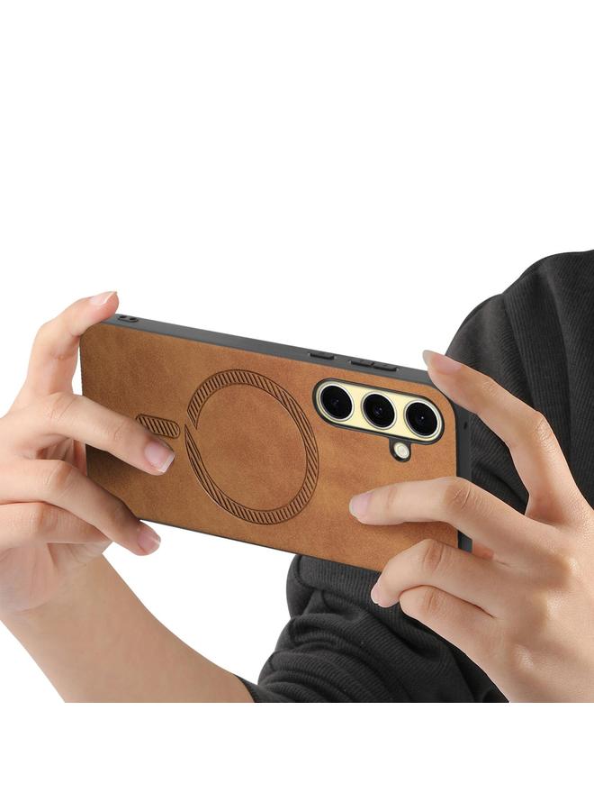 S-TOP Case For Samsung Galaxy A56 5G Solid Color Retro Magsafe PU Back Cover Phone Case - Image 3
