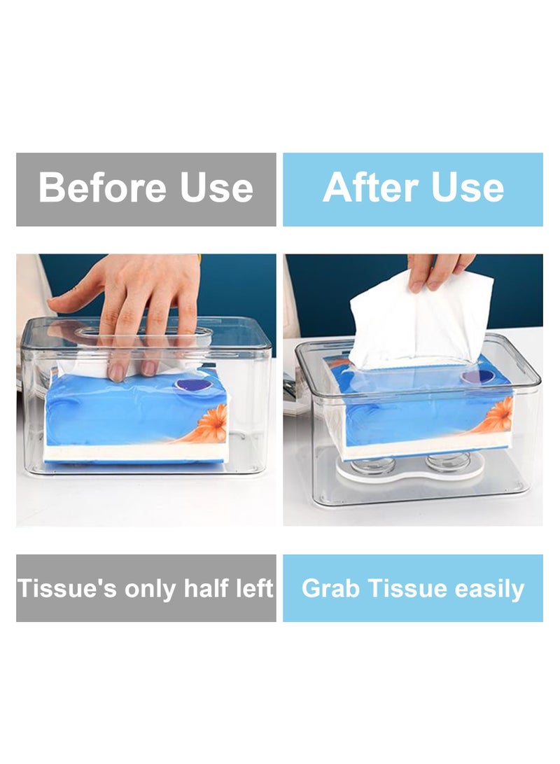 KASTWAVE حامل صندوق المناديل مع دعم نابض، غطاء صندوق المناديل الوجهية بركة رفع تلقائية، حامل موزع المناديل للسيارة لسطح المكتب، الحمام، المكتب، المطبخ، المرحاض - أبيض 4 قطع - Image 3