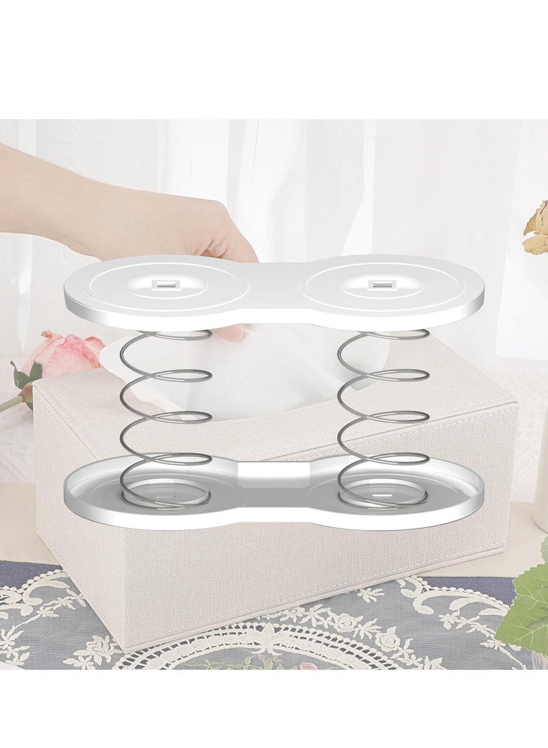 KASTWAVE حامل صندوق المناديل مع دعم نابض، غطاء صندوق المناديل الوجهية بركة رفع تلقائية، حامل موزع المناديل للسيارة لسطح المكتب، الحمام، المكتب، المطبخ، المرحاض - أبيض 4 قطع - Image 5