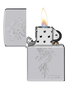Zippo Ae184621 250 Dragon Design High Polish Chrome Windproof Lighter  - Image 3