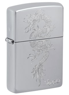Zippo Ae184621 250 Dragon Design High Polish Chrome Windproof Lighter  - Image 1