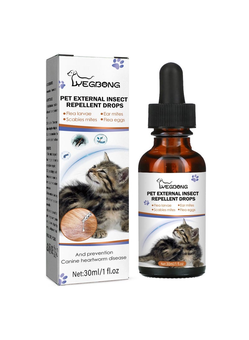 Yegbong Pet External Insect Repellent Drops Dog and Cat Drops Spray Cleaning and Removing Lice Sub-tick flea 30ml - Image 1
