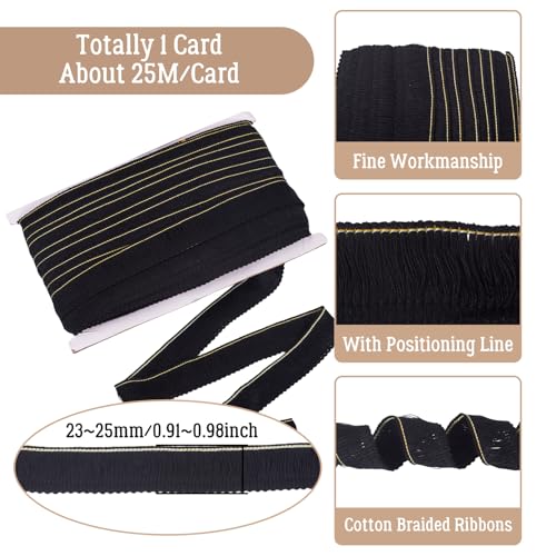 Mega Pet MegaPet Black Polyester Fringe Tassel Lace Trim 1 Inch x 82 Feet Chainette Fringe Fibre Trim for Sewing Quilting DIY Home Decoration - Image 2