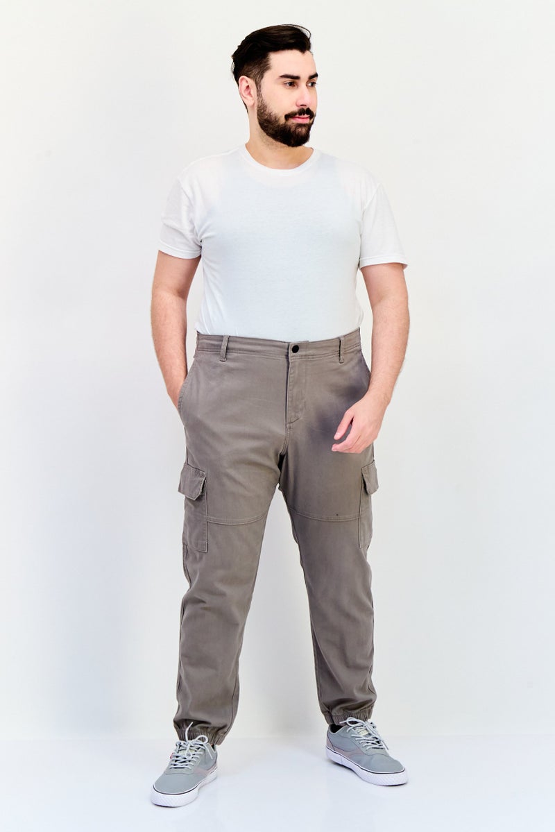 Celio Men Regular Fit Solid Cargo Pants, Taupe - Image 4