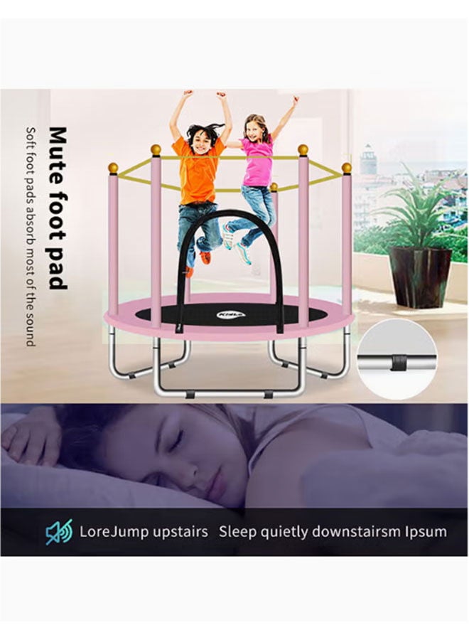 Arabest Mini Trampoline for Kids,Toddler Trampoline Indoor and Outdoor with Safety Net,Small Round Trampolines Pink 140x140x100cm,A Perfect Gift for Kids - Image 2