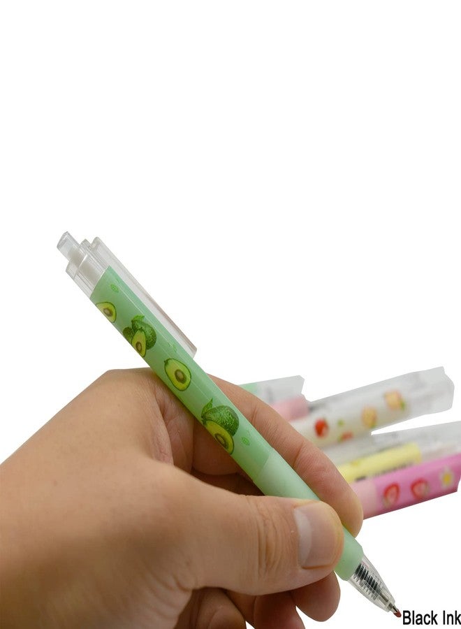 Maydahui 12 PCS Fruit Gel Pen Retractable Priting Pens Strawberry Cherry Peach Apple Avocado Pear Fresh Style Black Ink for Girls Students Teens - Image 5