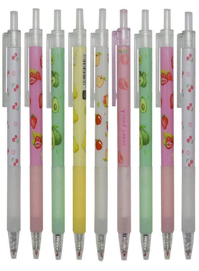 Maydahui 12 PCS Fruit Gel Pen Retractable Priting Pens Strawberry Cherry Peach Apple Avocado Pear Fresh Style Black Ink for Girls Students Teens - Image 1