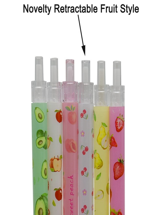 Maydahui 12 PCS Fruit Gel Pen Retractable Priting Pens Strawberry Cherry Peach Apple Avocado Pear Fresh Style Black Ink for Girls Students Teens - Image 4