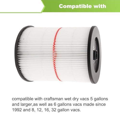 ANBOO Replacement Cartridge Filter for Shop Vac Craftsman 9-17816 Filter for Craftsman 17816 Vacuum Filter General Purpose Wet Dry Air Filter for 5 & Larger Gallon Vacuum Cleaner 2 Packs - Image 2